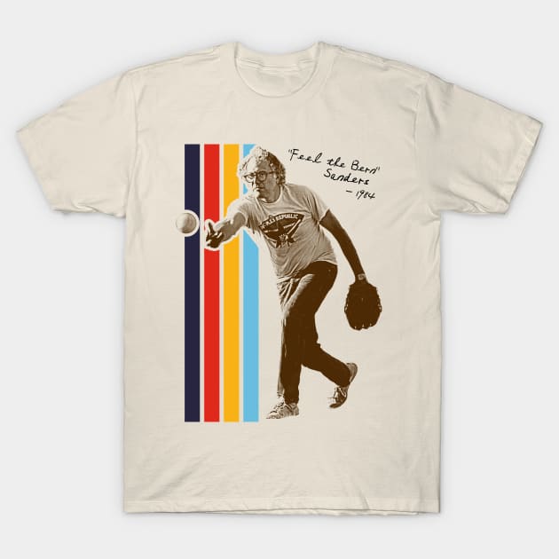 Bernie Baseball // Retro 80s Bernie Sanders Playing Baseball Fan Art T-Shirt by darklordpug